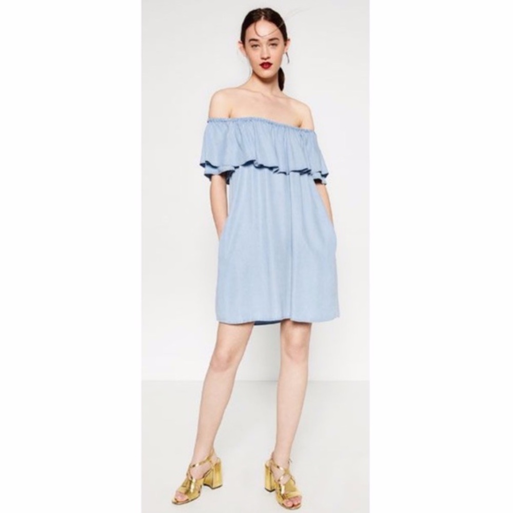 Off-shoulder Denim Dress